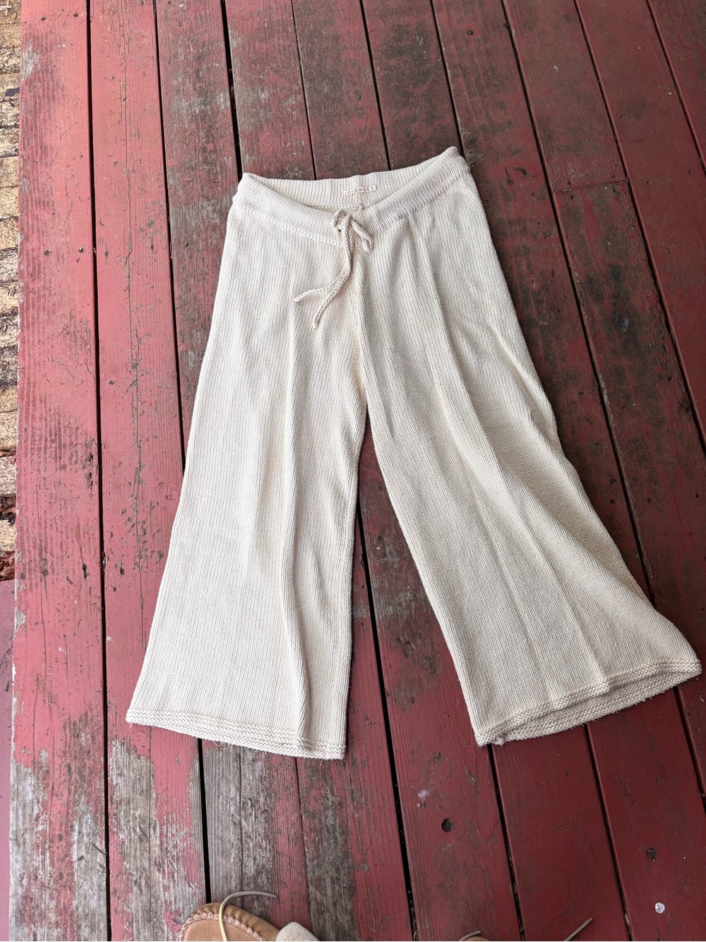 Longway Cream Knit Wide-Leg Lounge Pants
